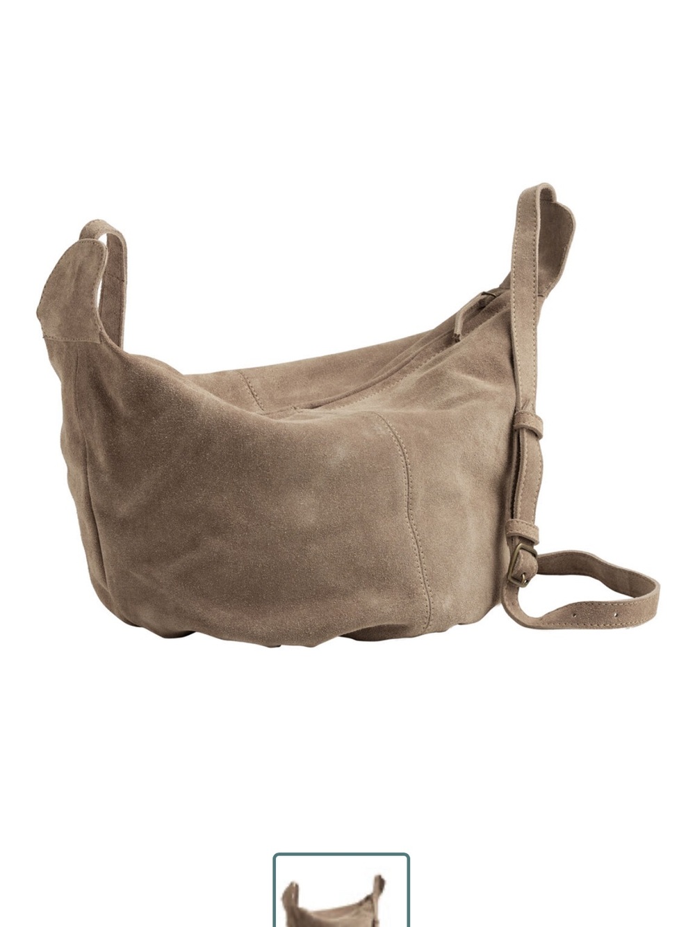 Mushroom Tan Genuine Suede Hobo Crossbody
Bag